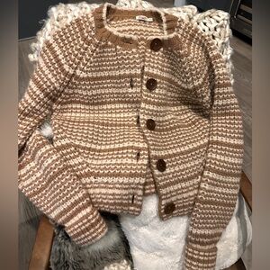 Faherty cream/brown sweater. Size M